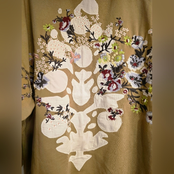 NWT FP Movement by Free People Floral Embroidered Hoodie - Olive - Picture 8 of 12